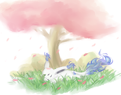 Feeni under the blossom tree