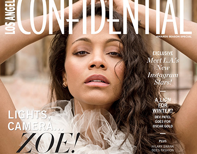 Zoe Saldana cover story retouch for LA Confidential