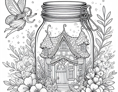 Magic jars fairy house coloring pages