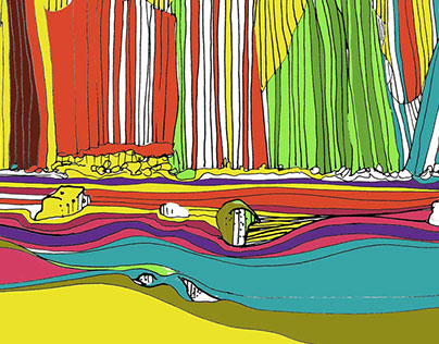 "Rainbow Canyon" digital landscape drawings