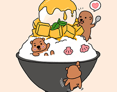 mango ice cream illustration | 귀여운 캐릭터 일러스트레이션