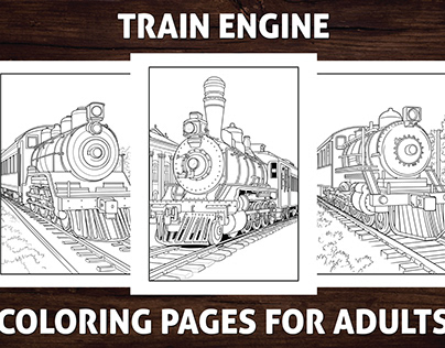 Train Engine Coloring Page for Adults