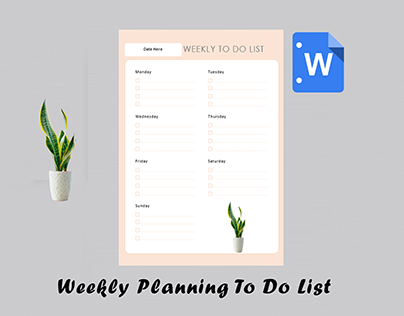 Weekly Planning To Do List