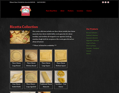 Website design for Deano's Pasta