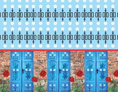 Textile Print inspired by Blue Doors