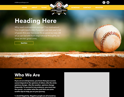 EMC Youth Baseball & Softball League - Website Design