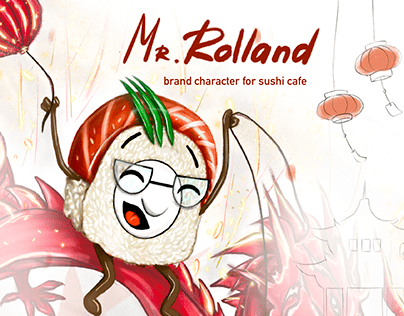 Mister Rolland. Brand character design for sushi cafe