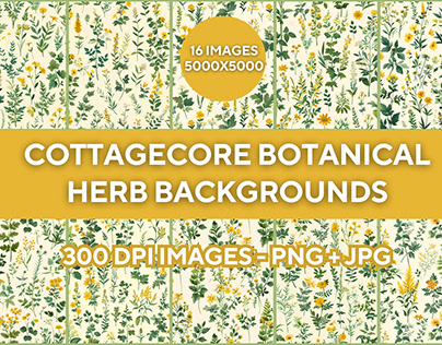 Project thumbnail - Cottagecore Botanical Herb Floral Patterns Collection