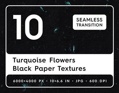 10 Turquoise Flowers Black Paper Texture Backgrounds