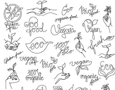 Eco Vegan Organic Food Icons