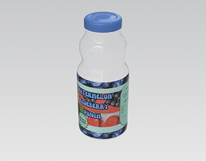 Watermelon Blueberry Juice Bottle Video 3D A.I. Mockup