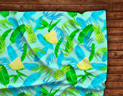 Tropical textile design for bathing suit.