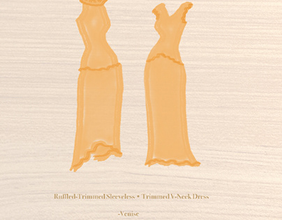 Ruffled-Trimmed Sleeveless • Trimmed V-Neck Dress