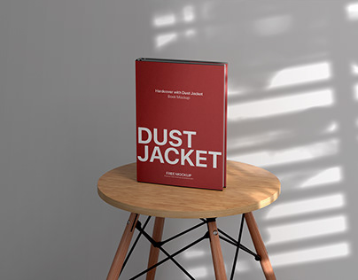 Free Hardcover Book on Wooden Stool Mockup