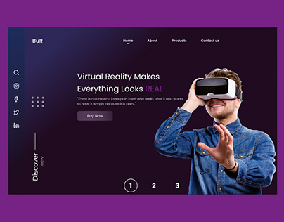 A landing page for virtual reality gaming site