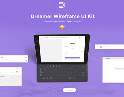 Dreamer Wireframe UI Kit for Sketch