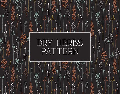 Seamless pattern with dry herbs and plants