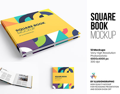Square Book Mockup