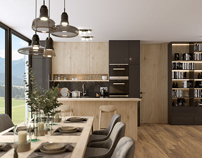 Living room+kitchen interior design