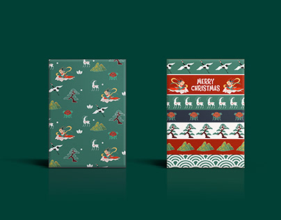 中国风国潮圣诞节插画包装设计