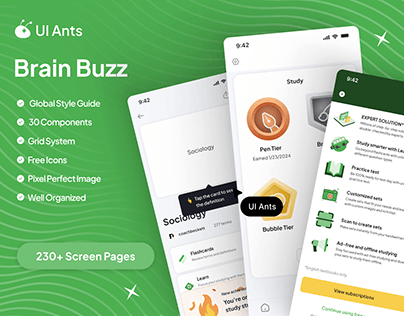 Brain Buzz - Quiz & Flashcards App UI Kit