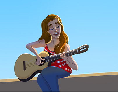 playing the guitar