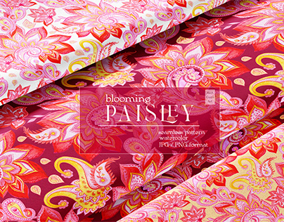 Blooming paisley seamless pattern