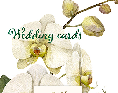 Wedding cards and watercolor flowers