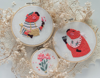 Embroidered illustrations