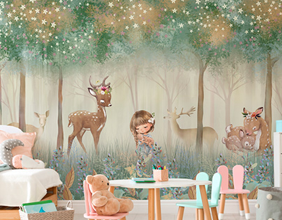 Fawns in the forest Wallpaper