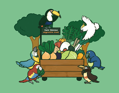 Toco toucan vegetable store