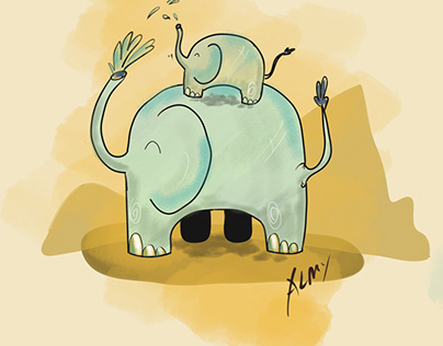 Ilustração - Família elefante