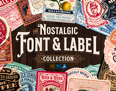 Nostalgic Font and Label Collection