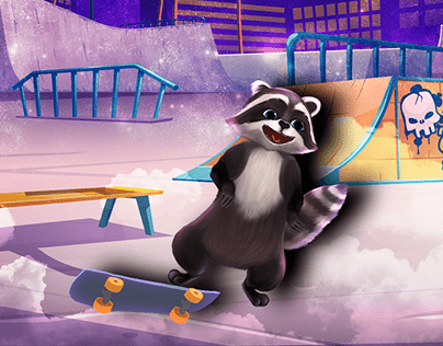 Raccoon_skateboarder