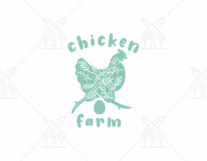 Chicken and egg, fowl-run or poultry yard logo design