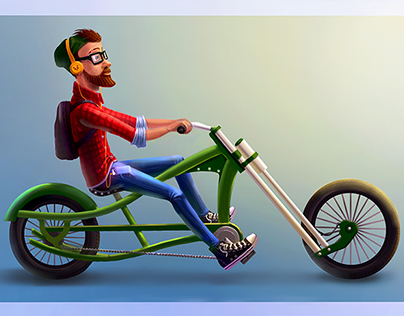 Hipster on a bike