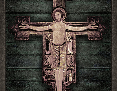 Medieval Style Jesus Christ on Cross Sculpture Artwork