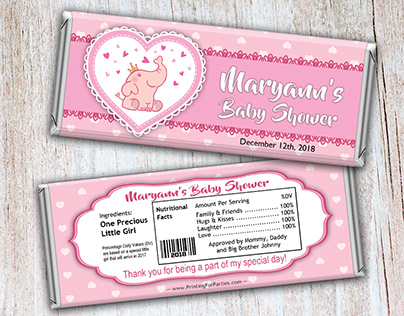 Custom Baby Shower Candy Bar Wrapper Design