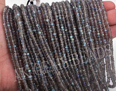 Natural AA Labradorite Faceted Rondelle Gemstone Beads