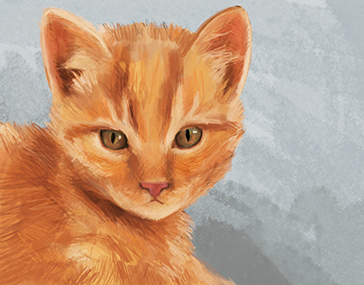Adorable Orange kitten painting