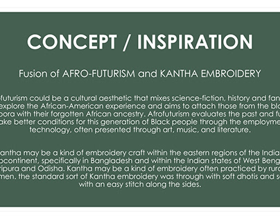 Fusion of Afro-futurism and Kantha embroidery