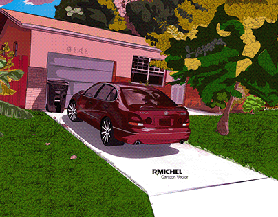 Gs300 on the driveway cartoon vector
