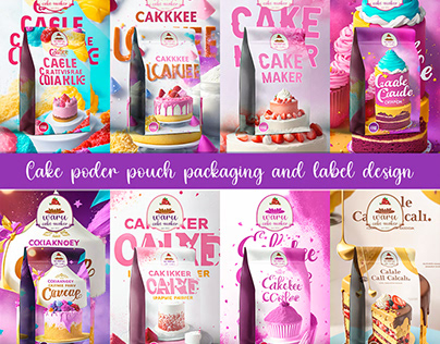 Cake powder pouch packaging and label design
