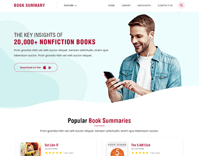 Homepage Design for Book Summary Website