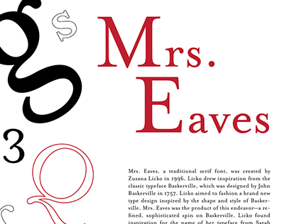 Mrs. Eaves Typeface Poster