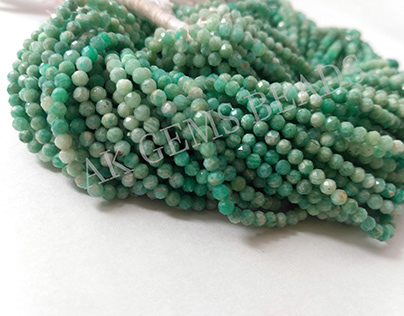 Natural Micro Amazonite Shaded Faceted Rondelle Beads