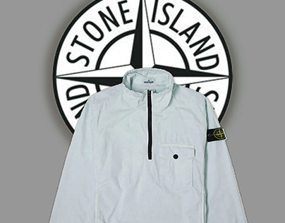 Stone Island germent dyed half zip overshirt