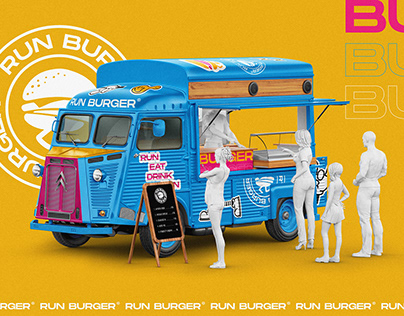 Logo design for food truck "Run Burger"