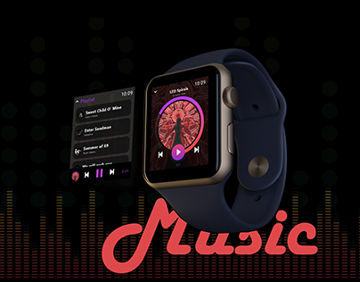 Music app design for Apple watch.