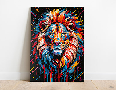 Bright Lion Painting on Canvas